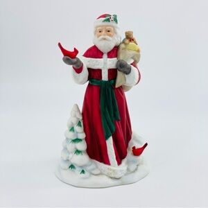 Vintage 1994 Avon Collectible Santa With Cardinal Bird Ceramic Figurine 7"